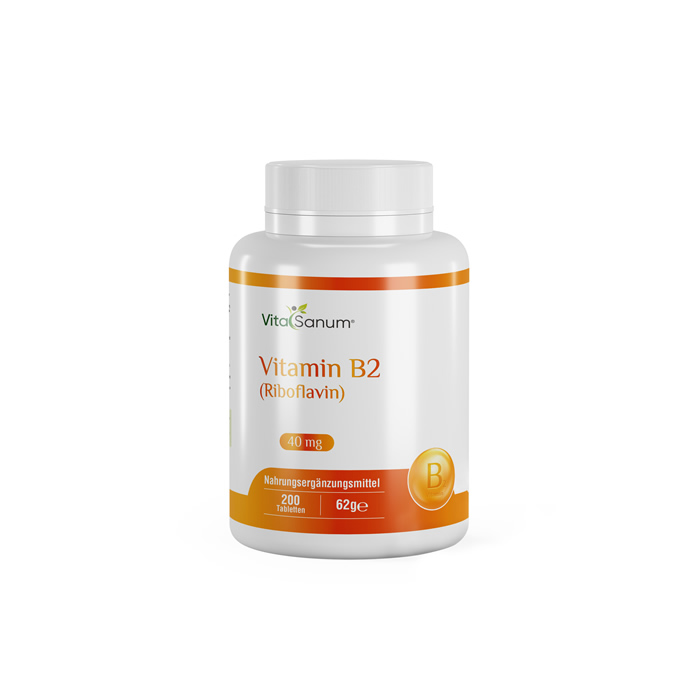 Vitamin-B2_Front VitaSanum® - Vitamin B2 (Riboflavin) 40 mg 200 Tabletten – Bild 1