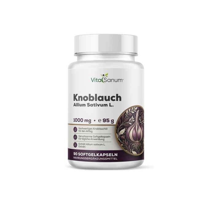 VitaSanum® – Knoblauchöl (Allium sativum L.) – 1000 mg – 90 Softgelkapseln VitaSanum® – Knoblauchöl (Allium sativum L.) – 1000 mg – 90 Softgelkapseln