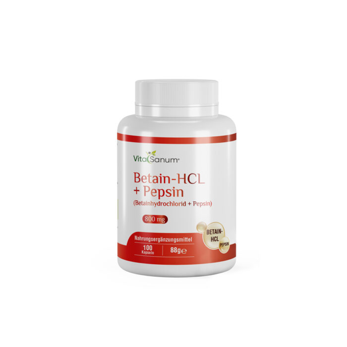 VitaSanum® - Betain-HCL + Pepsin (Betainhydrochlorid + Pepsin) 800 mg 100 Kapseln VitaSanum® - Betain-HCL + Pepsin (Betainhydrochlorid + Pepsin) 800 mg 100 Kapseln