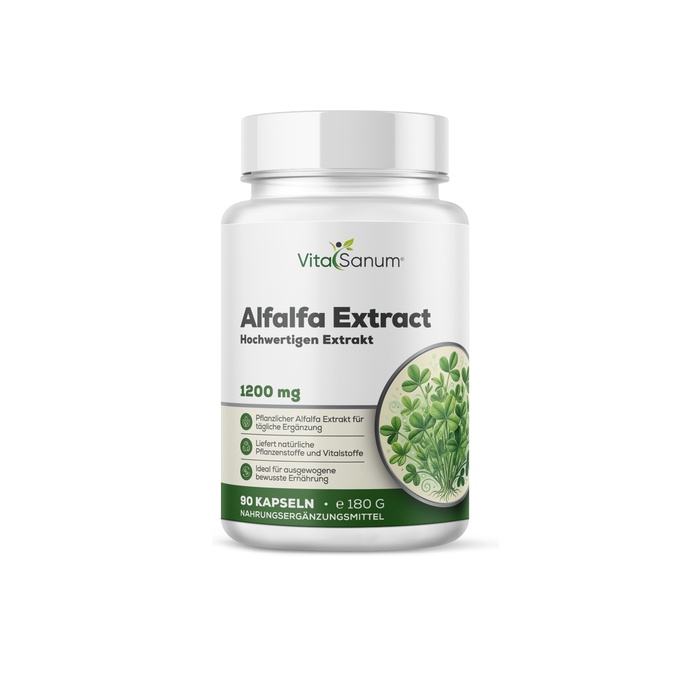 Vita Sanum_Alfalfa Extract_2 VitaSanum® – Alfalfa-Extrakt (Medicago sativa L.) – 500 mg – 90 Kapseln – Bild 1