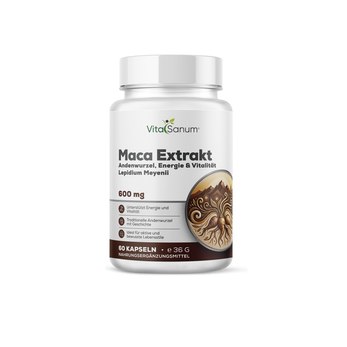 VitaSanum®- Maca Extrakt (Lepidium meyenii) 600 mg 60 Kapseln VitaSanum®- Maca Extrakt (Lepidium meyenii) 600 mg 60 Kapseln
