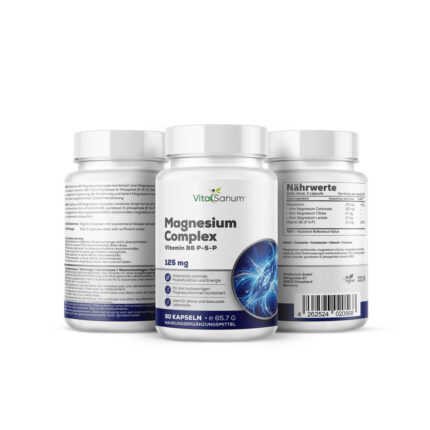 VitaSanum® Magnesiumkomplex + Vitamin B6 (P-5-P) – 375 mg Magnesium Tagesportion – 90 Kapseln