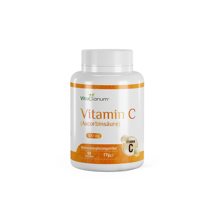 https://cdn.shopify.com/s/files/1/0915/8665/8688/files/Vitamin-C-front_jpg.jpg?v=1746265738 VitaSanum® - Vitamin C (Ascorbinsäure) 500 mg 90 Tabletten